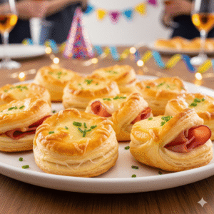 Mini Massas Folheadas com Presunto e Queijo Parmesão